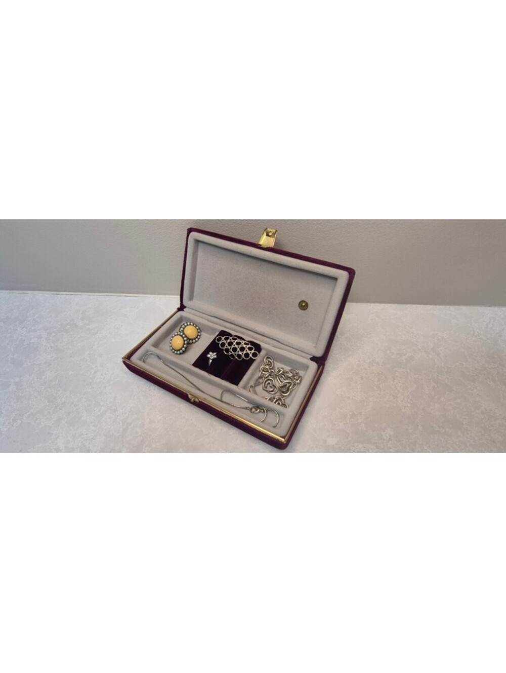 Vintage German Burgundy Velvet Jewelry Cases - Pair (2 Cases)